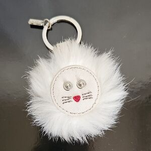 Coach White Lion Faux Fur Keychain Bag Charm
